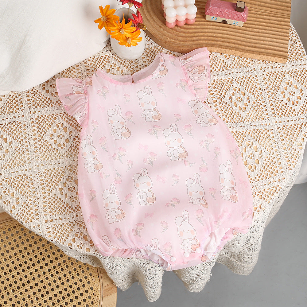 Sleeve Super Cute Clothes Jumpsuit Cartoon Bunny Romper Sweet Full Jumpsuit, Climbing Suit