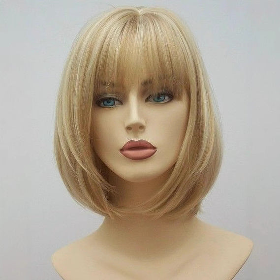 Ya Head Cover Golden Bangs Generation Wig Short Straight Hair