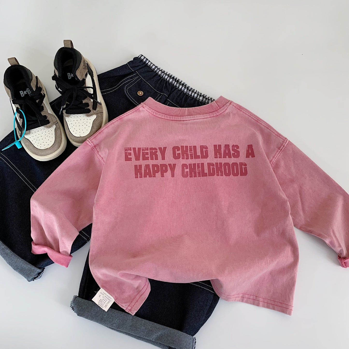 Children's Korean Style Boys Letter Loose Round Neck Bottoming Shirt Children's T-shirt