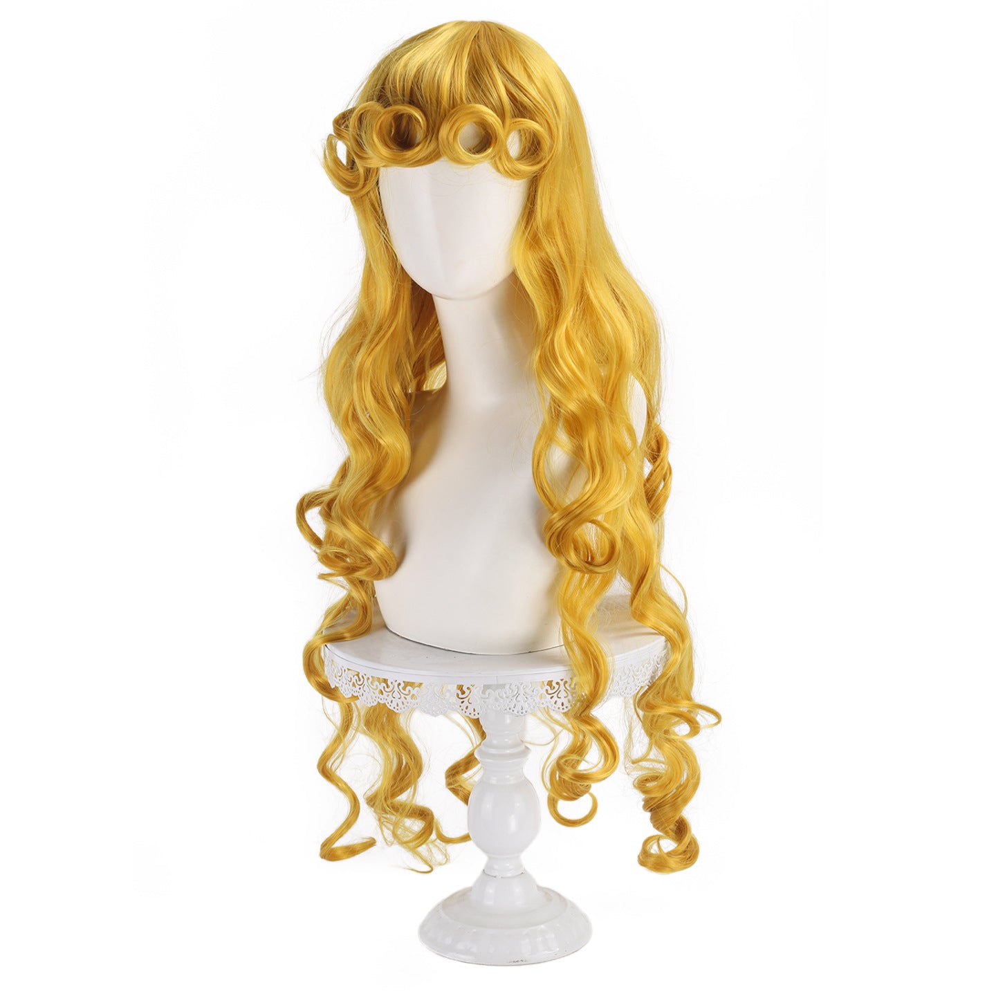 Sleeping Beauty Princess Aurora Long Golden Yellow Blonde Cos Wig