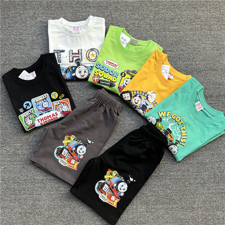 Children's Cartoon Thomas Game Pack Series Summer Short Sleeve Can Children's T-shirt