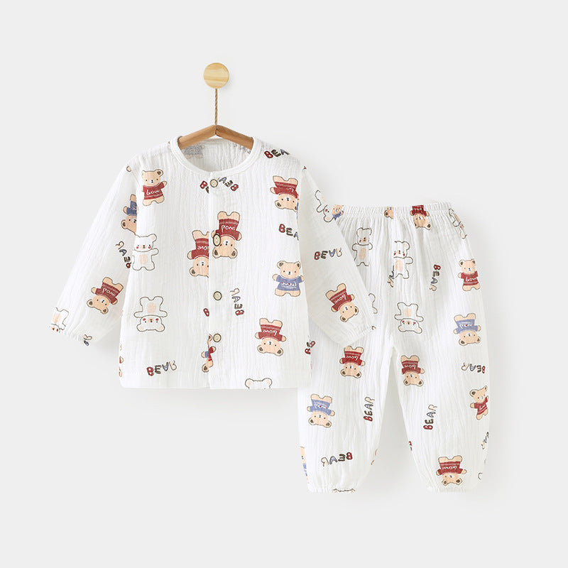 Children's Summer Thin Long-sleeved Pajamas Split Clothes Two-piece Children's Suit