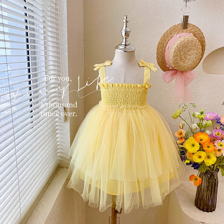 Veil Summer Bow Toddler Princess Tulle Children's Dress
