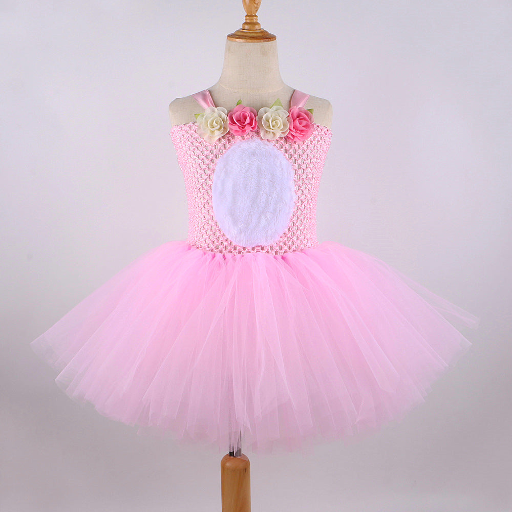 Children's Easter Bunny Skirt Mesh Bubble Princess Children's Dress