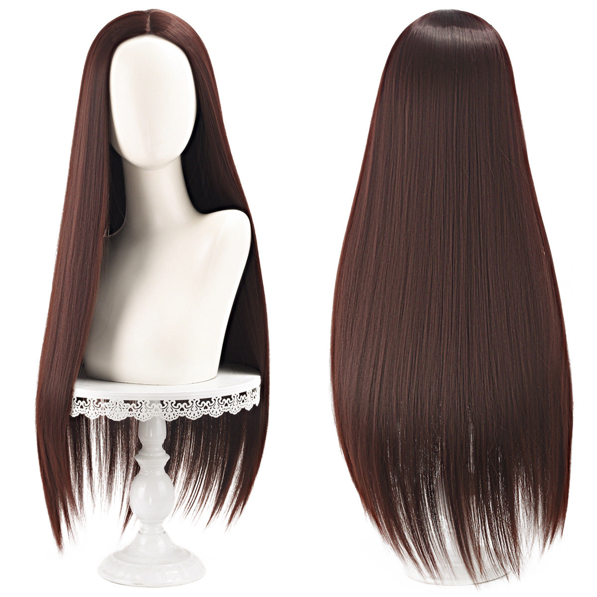 Main Universal Medium Scalp Black Hair Long Straight Wig