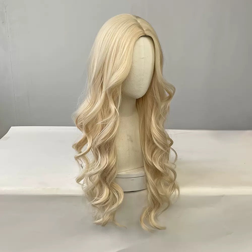 Women's Forehead Lace Natural Mid-length Hair Big Wave Small Curly Wig Long Curls