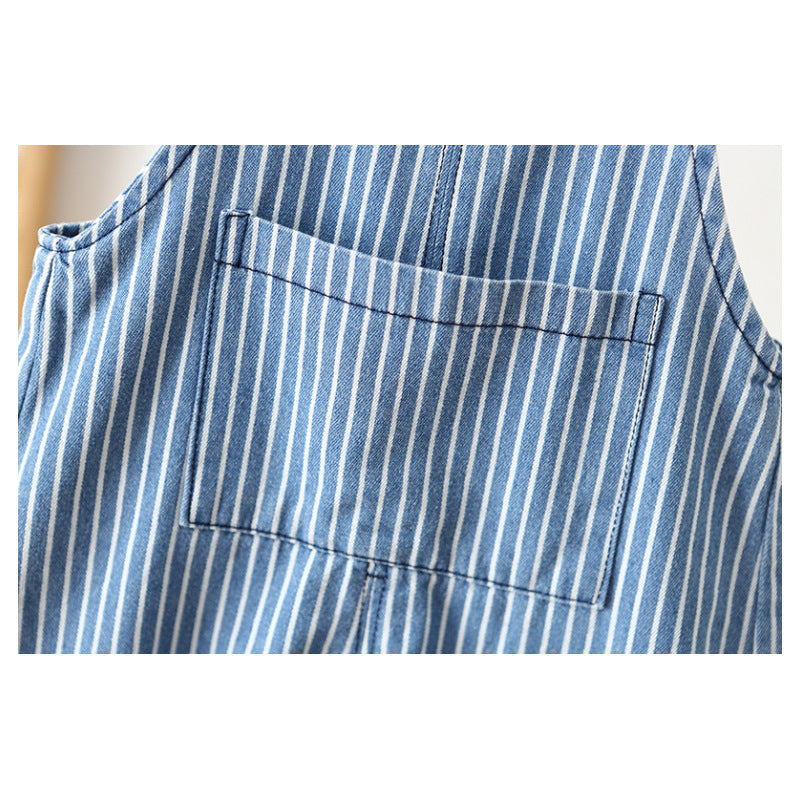 Children's Clothing Korean Style Suspender Striped Western Soft Children's Pants