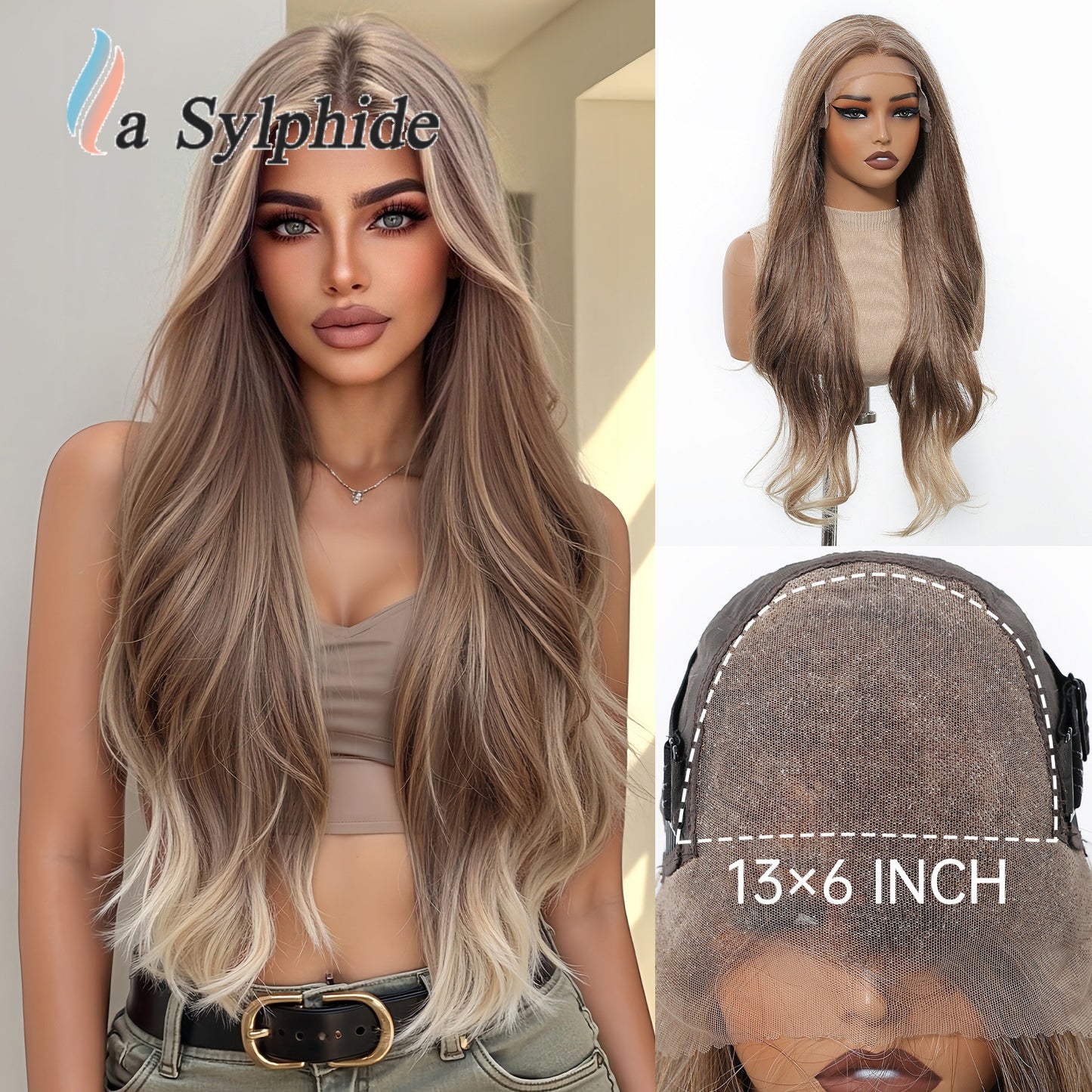 Hand-woven Silk High Temperature Resistant Black Brown Curly Wig Long Curls