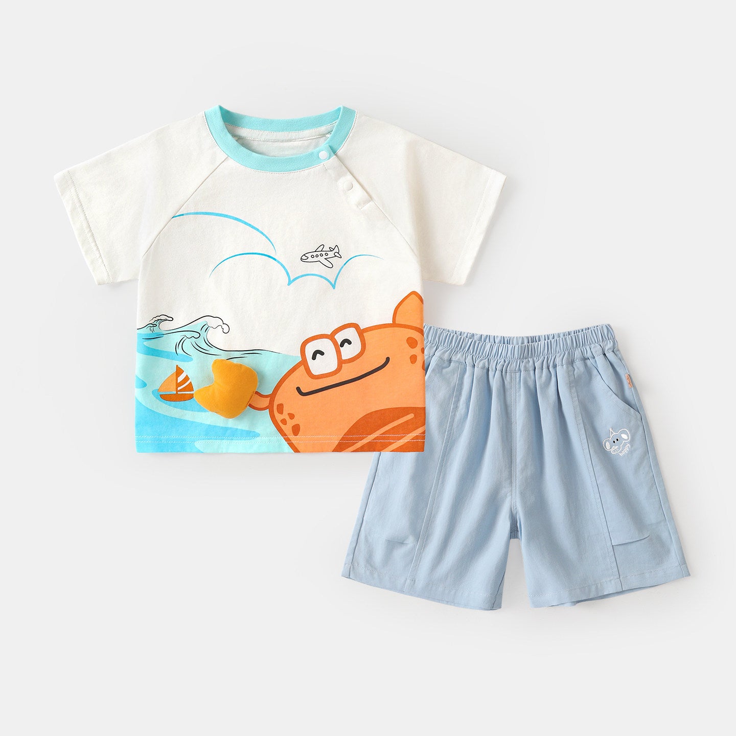 Children's Sleeve Suit Clearance Kaka Panda Summer Clothing Boys Two-piece Children's T-shirt