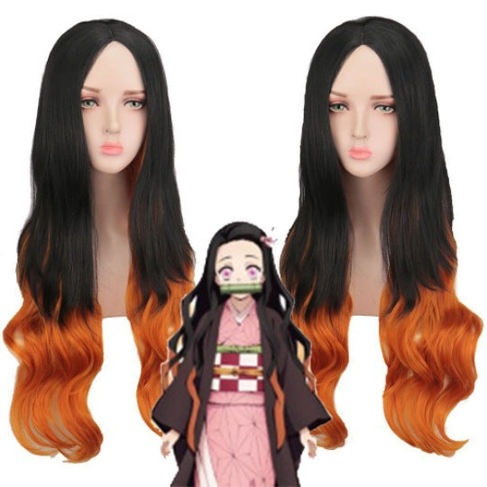 Anime Stove Door Dyed Gradient Long Hair Head Cos Wig