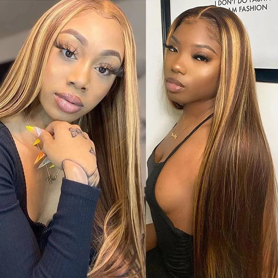 Unique Attractive Front Lace Brown Hair Long Straight Wig