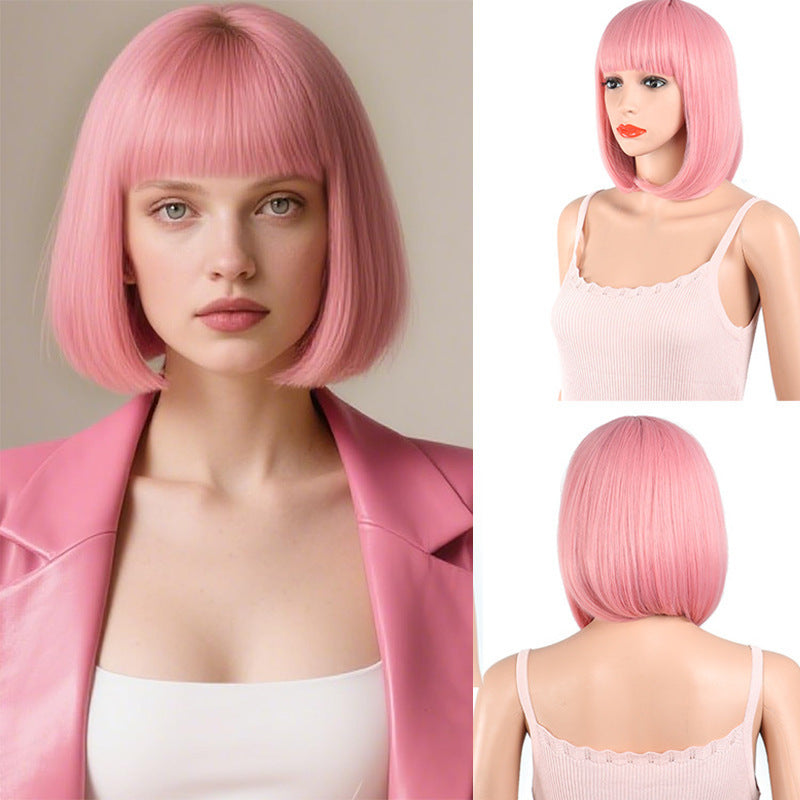 Curl Chemical Fiber Color Wave Cover Wig Short Straight Hair