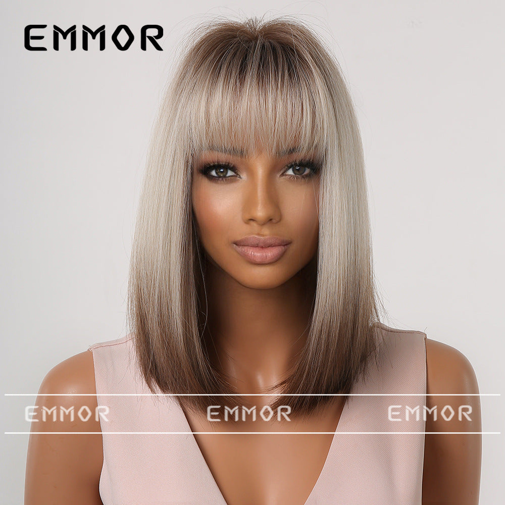 Elegant Classic Innovative Popular Gradient Gray Wig Short Straight Hair