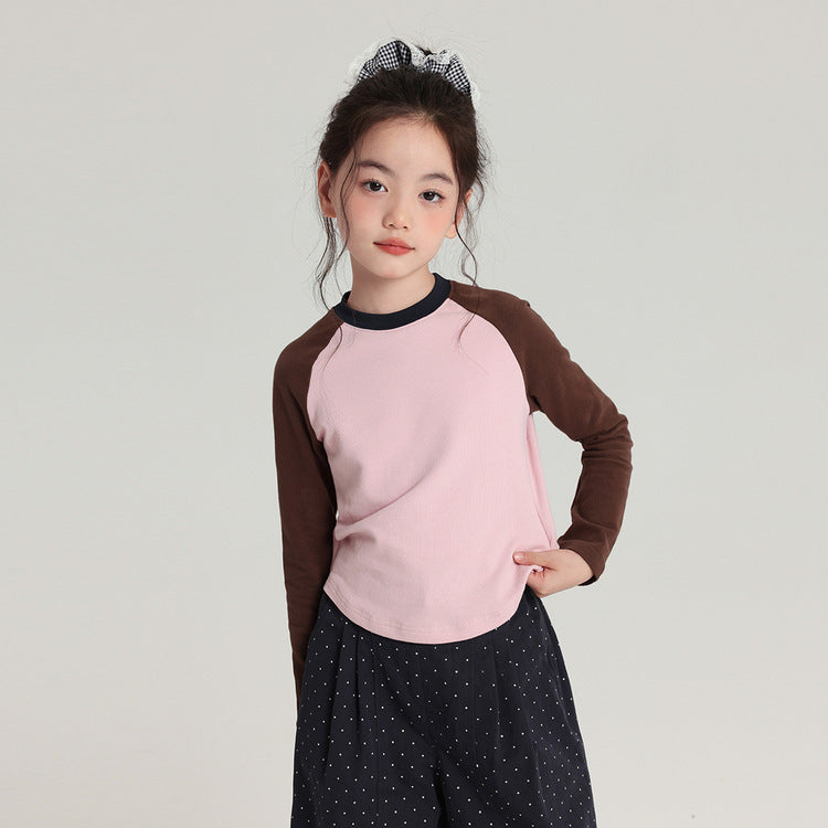 Children's Raglan Sleeves Versatile Round Neck Long Sleeve Children's T-shirt