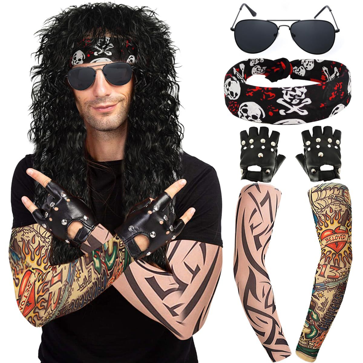 Women's & Men's Sun Protection Rocker Punk Rock Hip Wig Long Curls