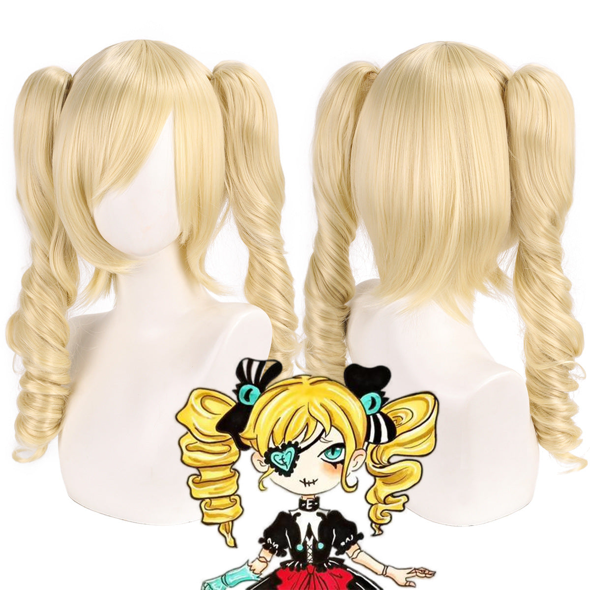 Dumb Female Stella Egg Puff Party Linkage Split Double Cos Wig