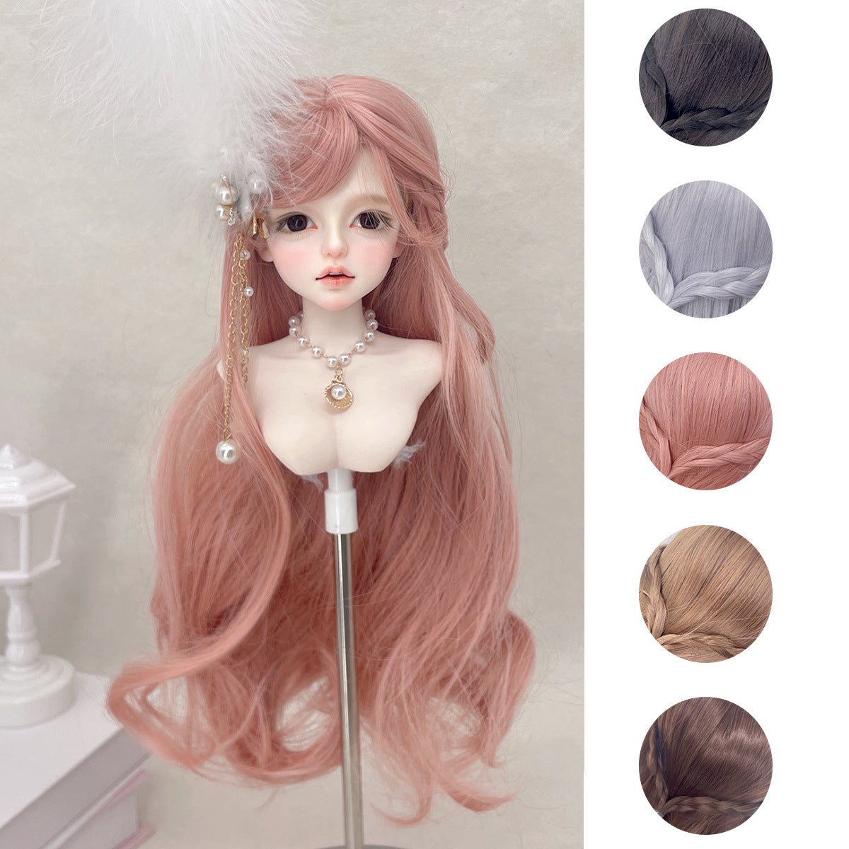 Split Bangs Braid Long Curly Hair Finished Head Cover Cos Wig