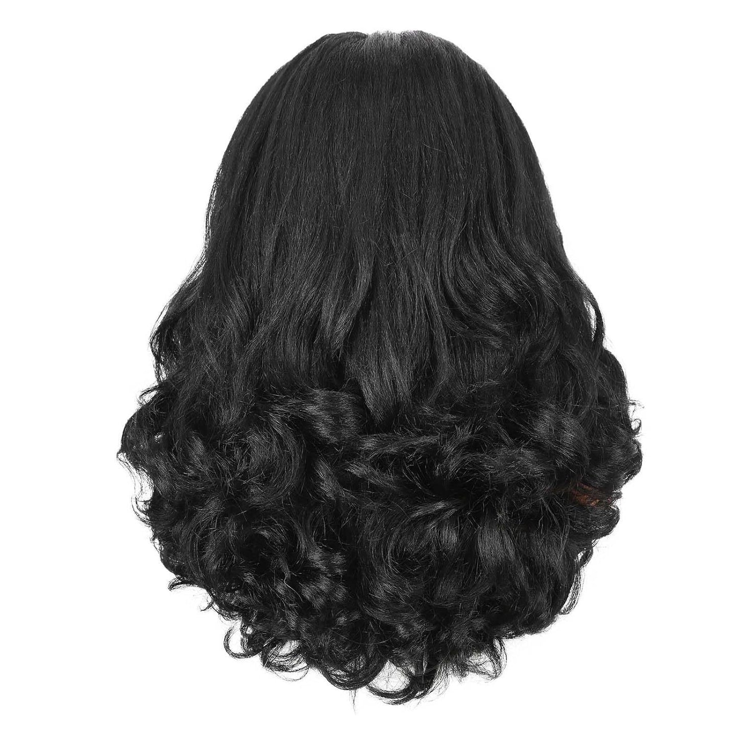 Women's Black Ice Ribbon Curly Hair Fluffy Natural Fashion Small Head Wig Long Curls