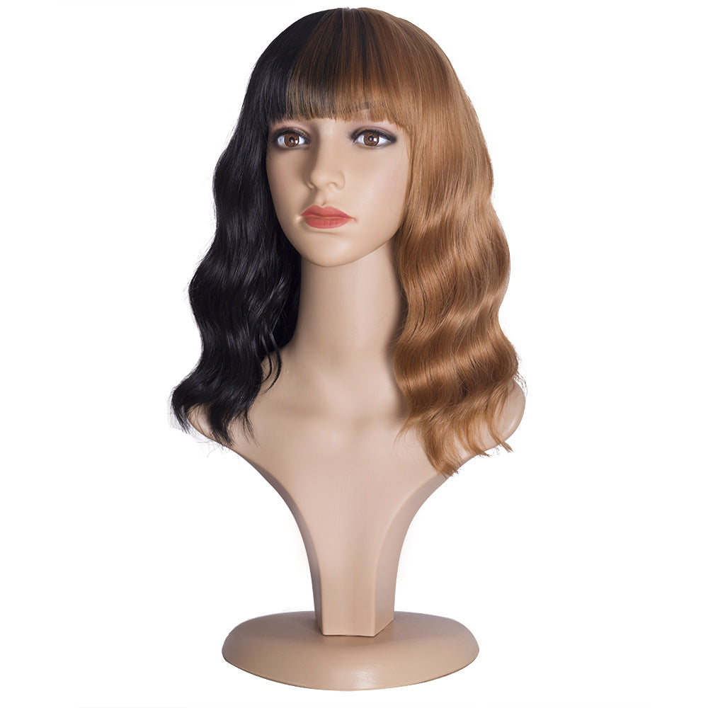 Chemical Fiber Head Cover Color Optional Wig Short Curly Hair