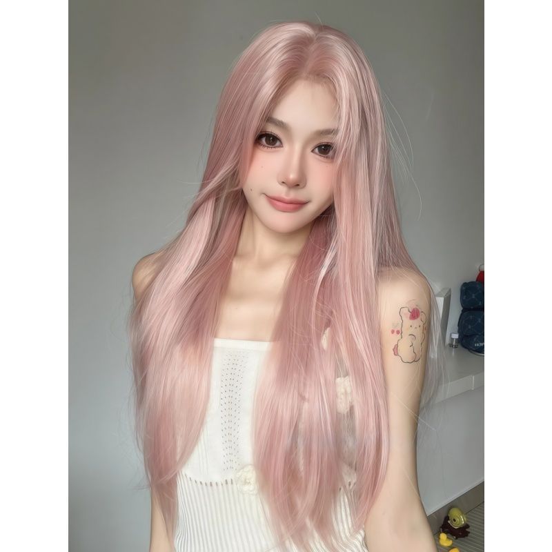 Women's Bangs One-word Forehead Lace Imitation Full Real Long Straight Wig