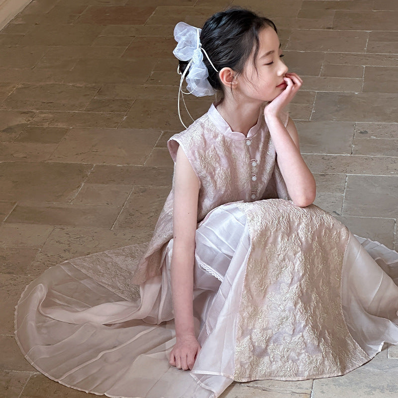 Children's Chinese Skirt Summer Jacquard National Style Waistcoat Children's Suit