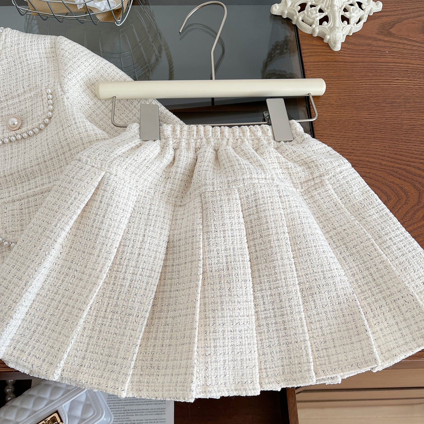 Korean Style Fashion Temperament Classic Pleated Skirt Children's Suit