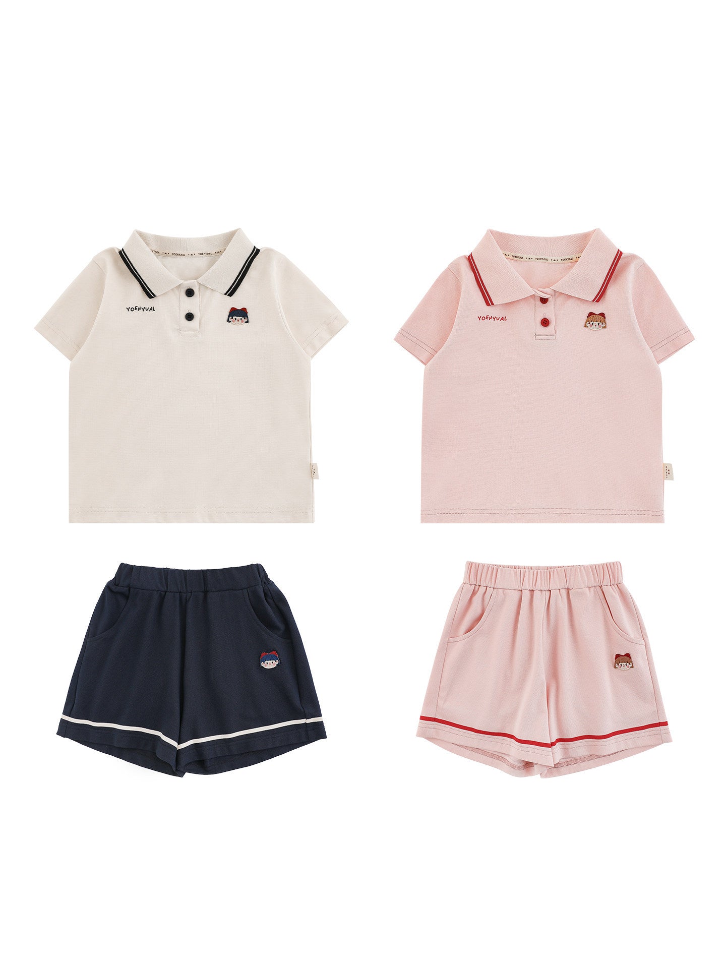 Children's Sports Suit Collar Short Sleeve Cool Shorts Preppy Style Top Children's T-shirt
