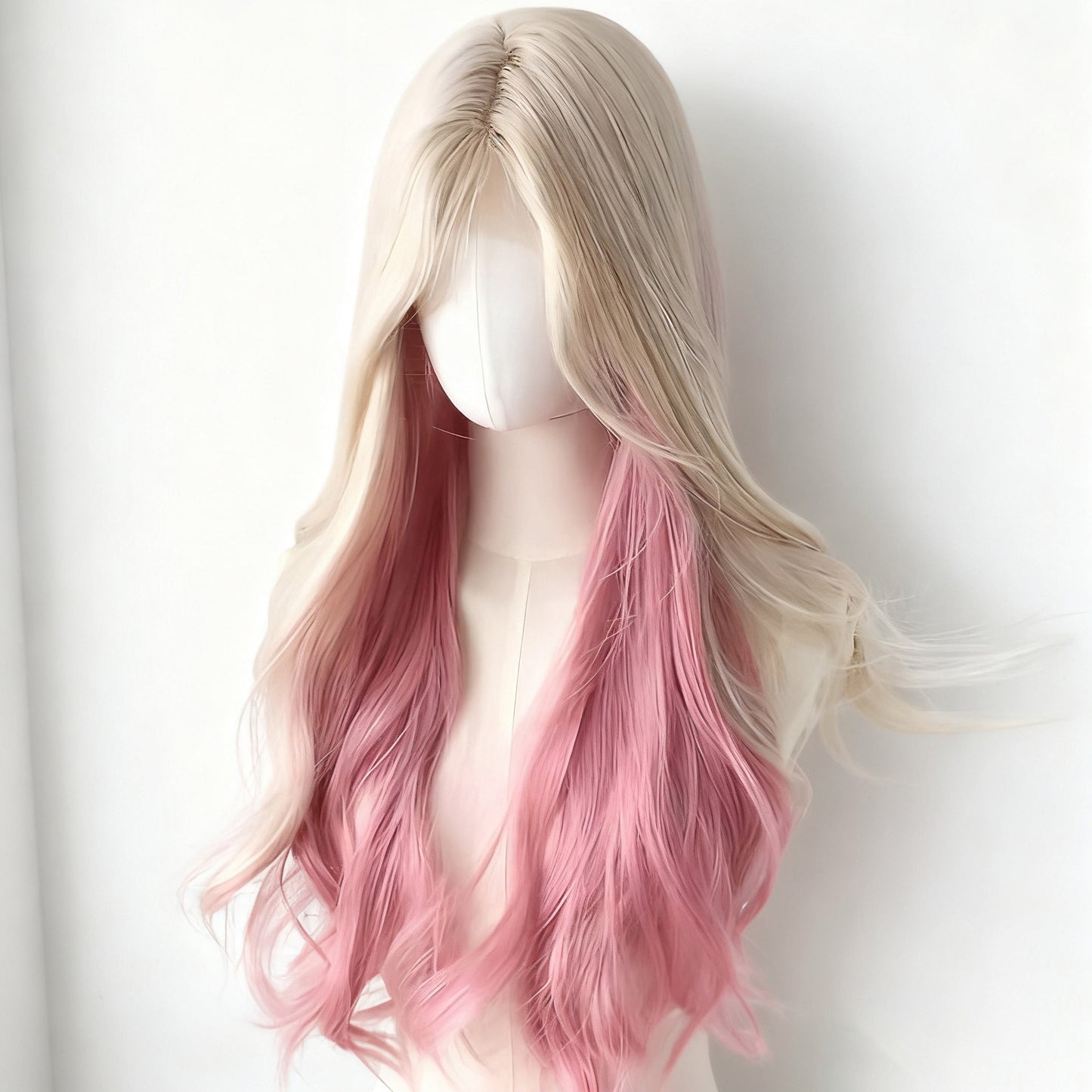 Forehead Lace Natural Fluffy Big Wave Gradient Highlight Medium Bangs Wig Long Curls