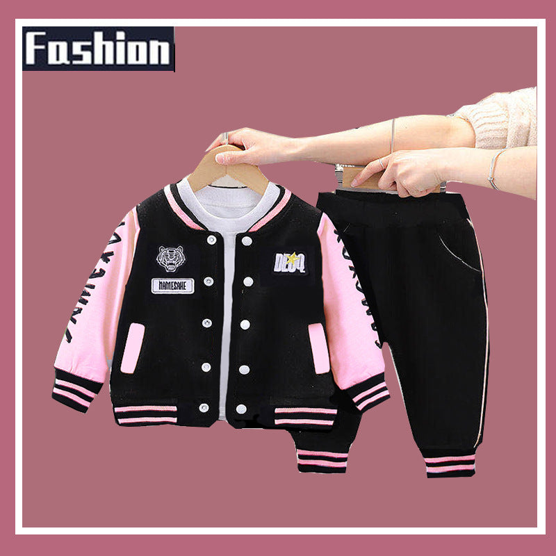 Jacket Autumn Clothes 2 Handsome Korean Style Two-piece Children's Suit