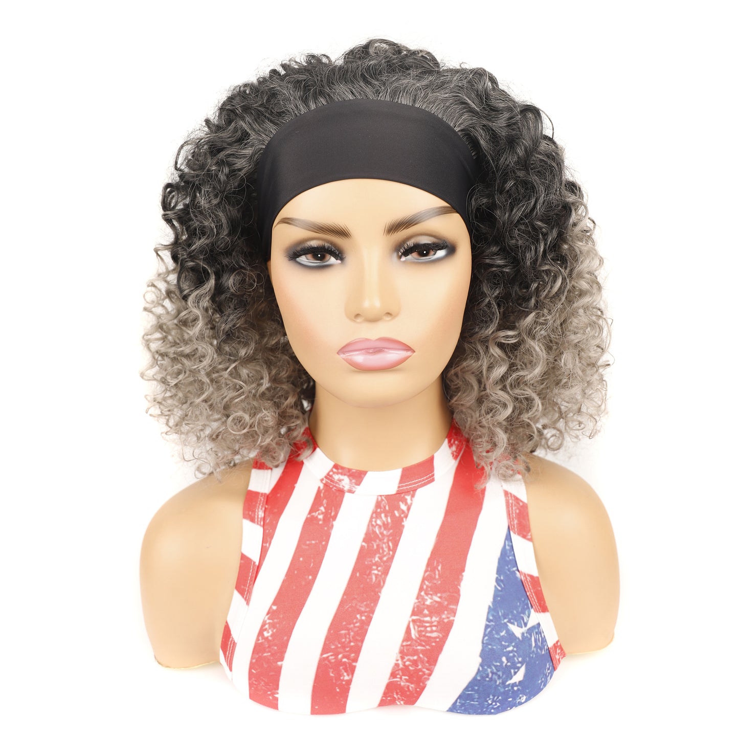 Graceful Ice Silk Band Headband Sheath Wig Short Curly Hair