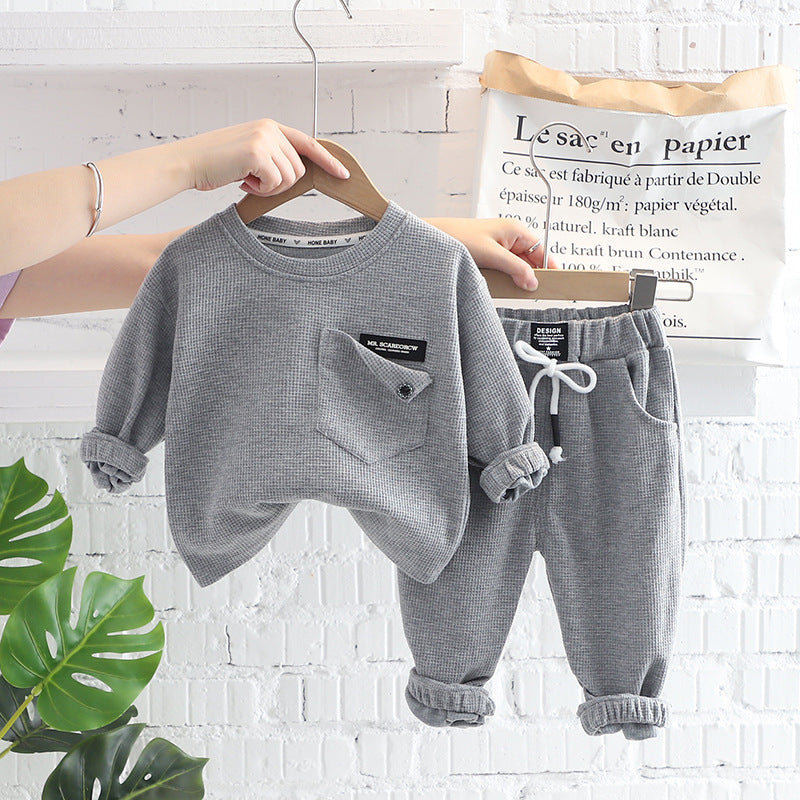 Children's Two-piece Cartoon Lapel Boys Autumn Clothing Children's Suit