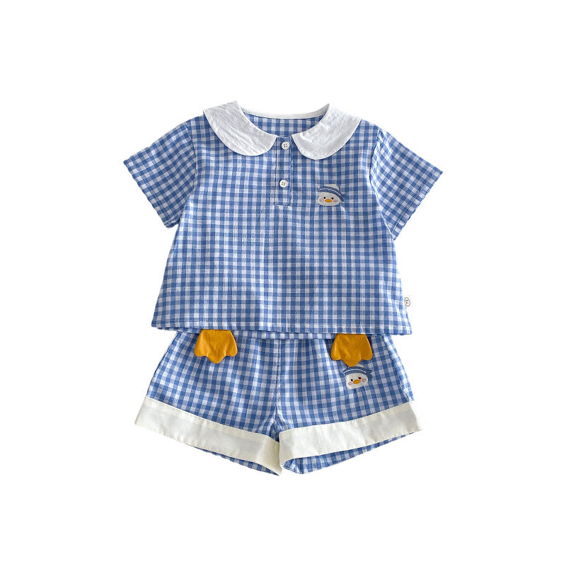 Children's Cartoon Doll Collar Summer Short Sleeve Trendy Embroidery Children's T-shirt