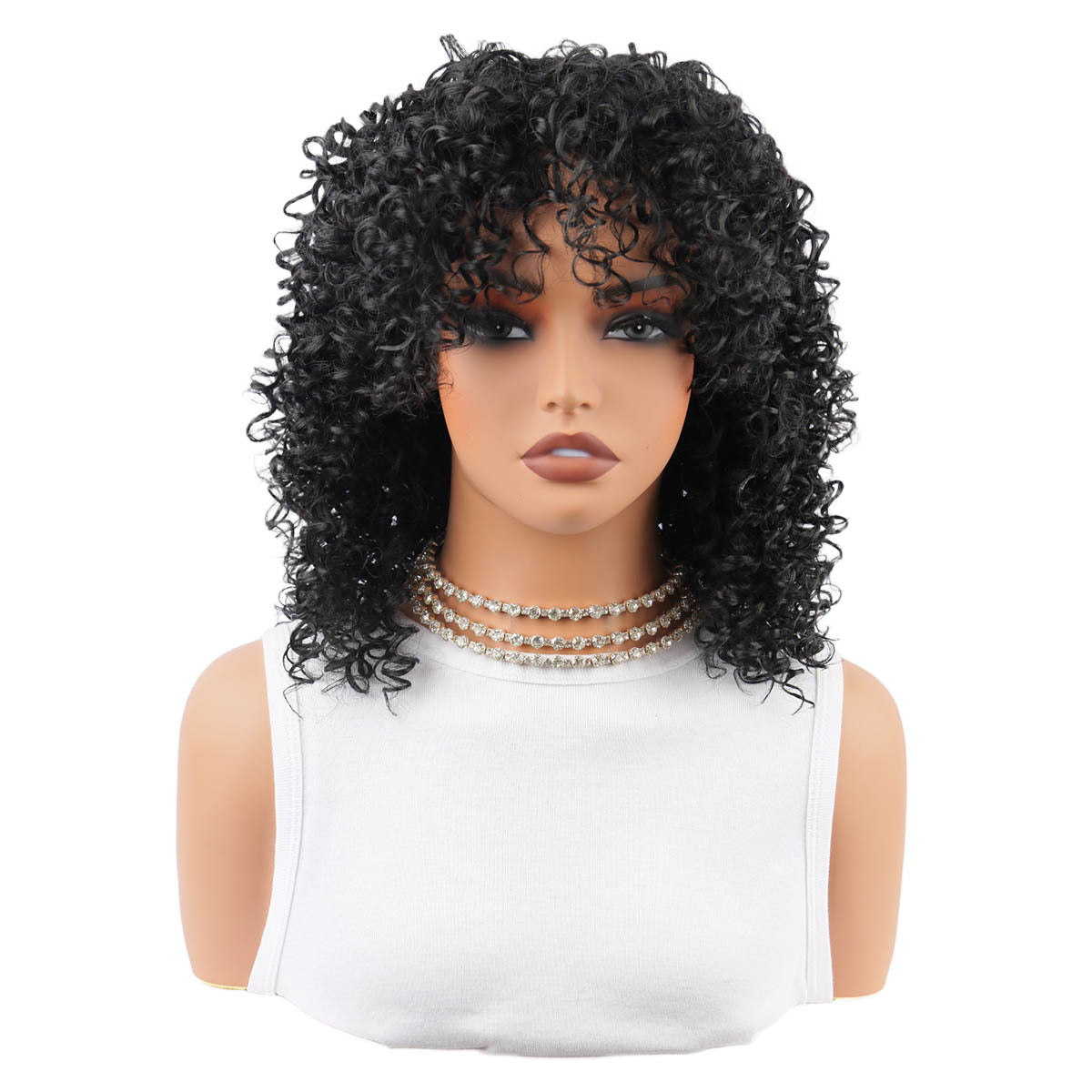 Women's African Fluffy Wigs With Small Fashion Wig Short Curly Hair