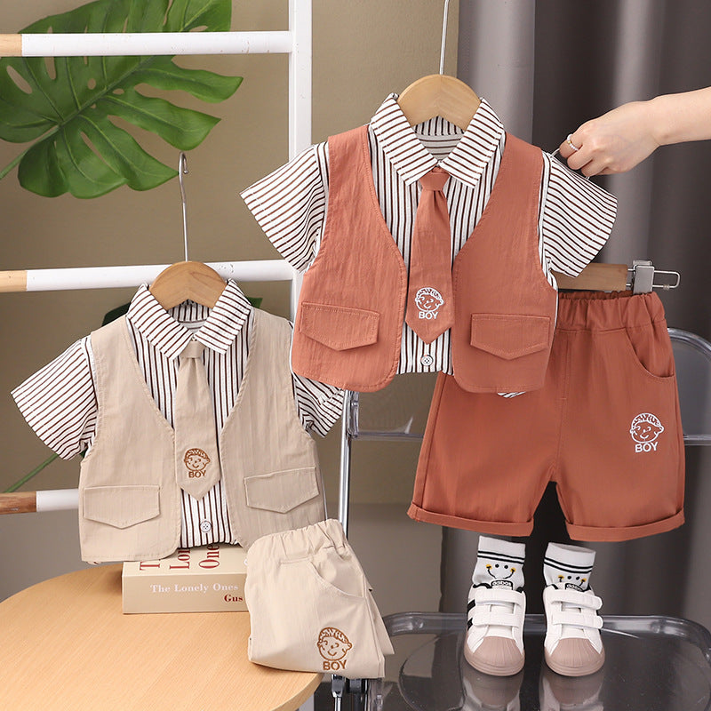 Children's Clothing Summer Short-sleeved Cute Shorts Vest Children's Suit