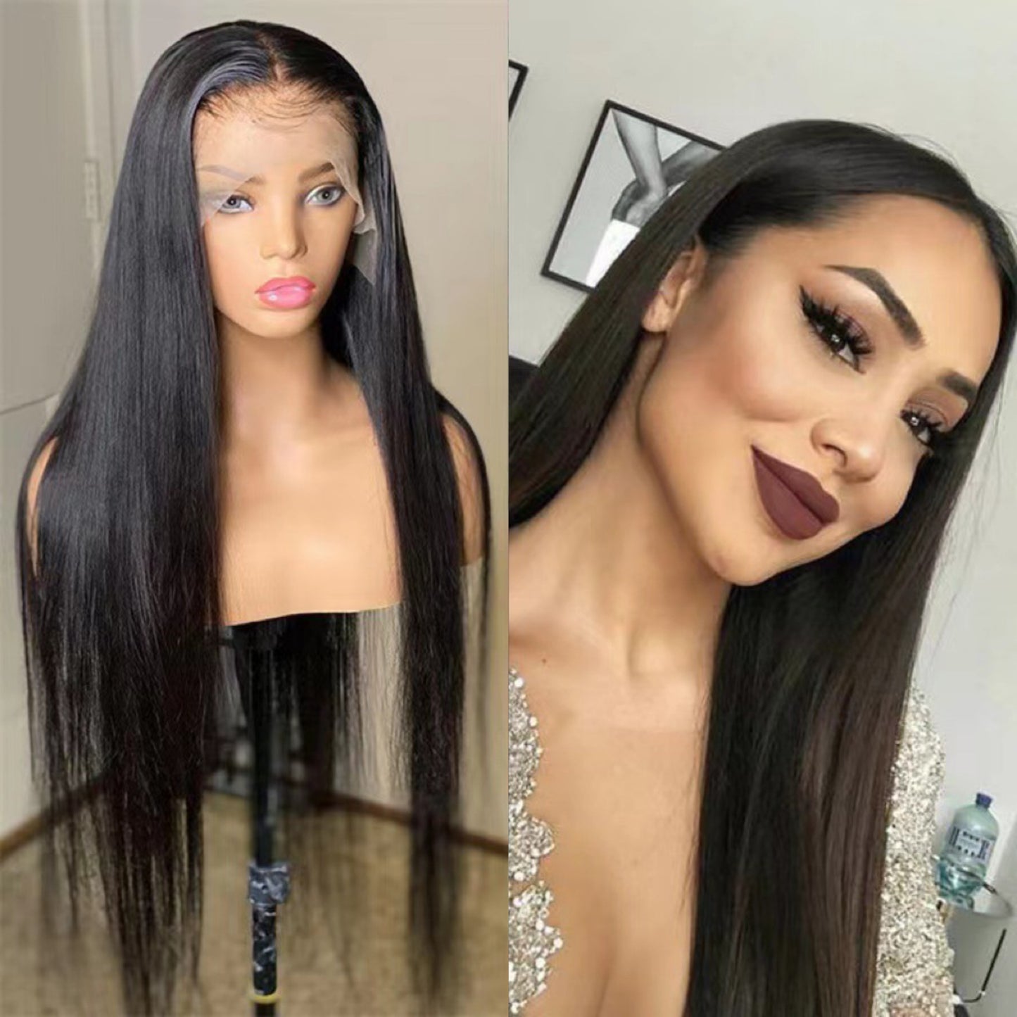 Lace Rose Net Chemical Fiber Fashion Long Straight Wig