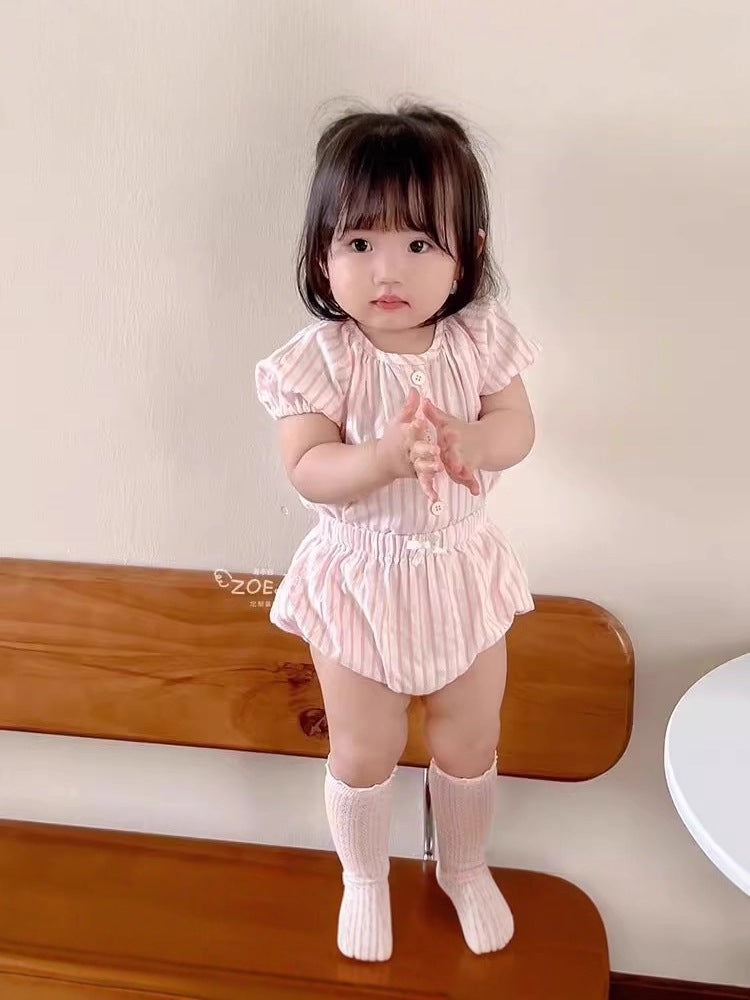 T-shirt Pants Summer Cartoon Pure Cotton Dress Thin Versatile Children's Suit