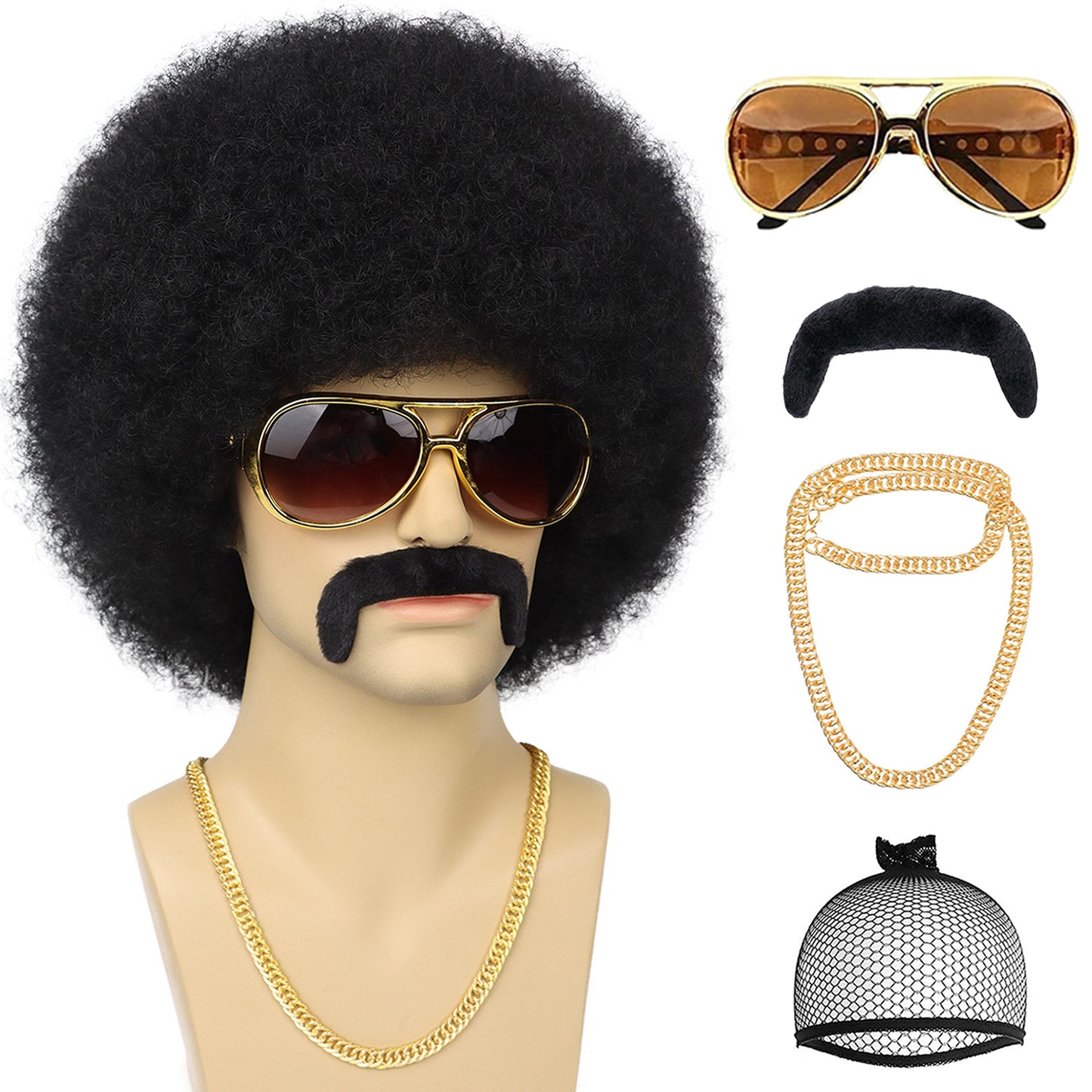 Men's Hood Fluffy Afro African Small Roll Men's Wig