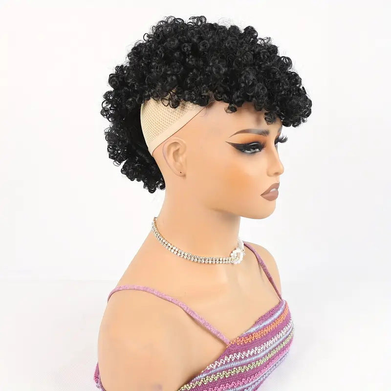 Dried African Small Curly Short Hair Wig Ponytail