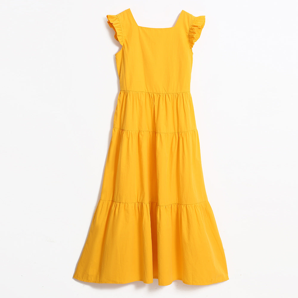 Women's & Children's Flying Sleeve Older Summer Clothes Middle Big Loose Cake Midi Children's Dress