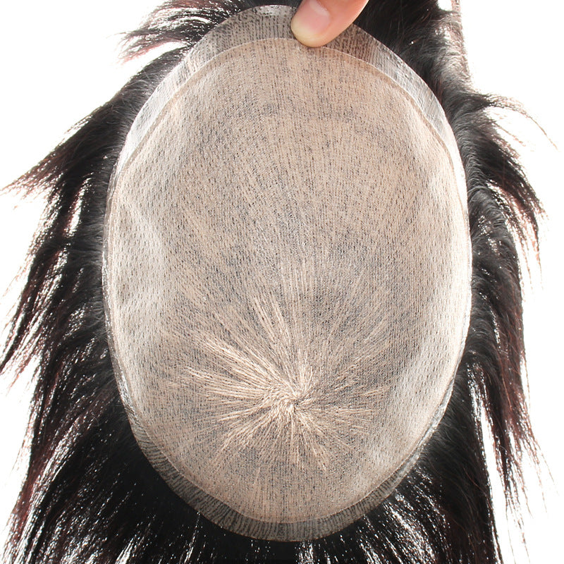 Men's Hair Supplementing Piece Seamless Cover Gray Blank Head Wig