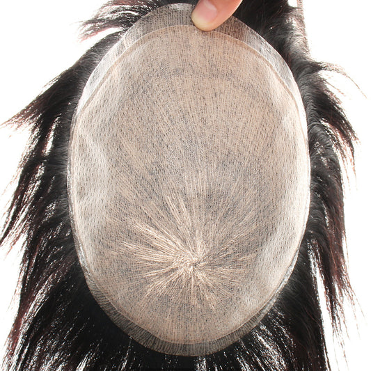 Men's Hair Supplementing Piece Seamless Cover Gray Blank Head Wig