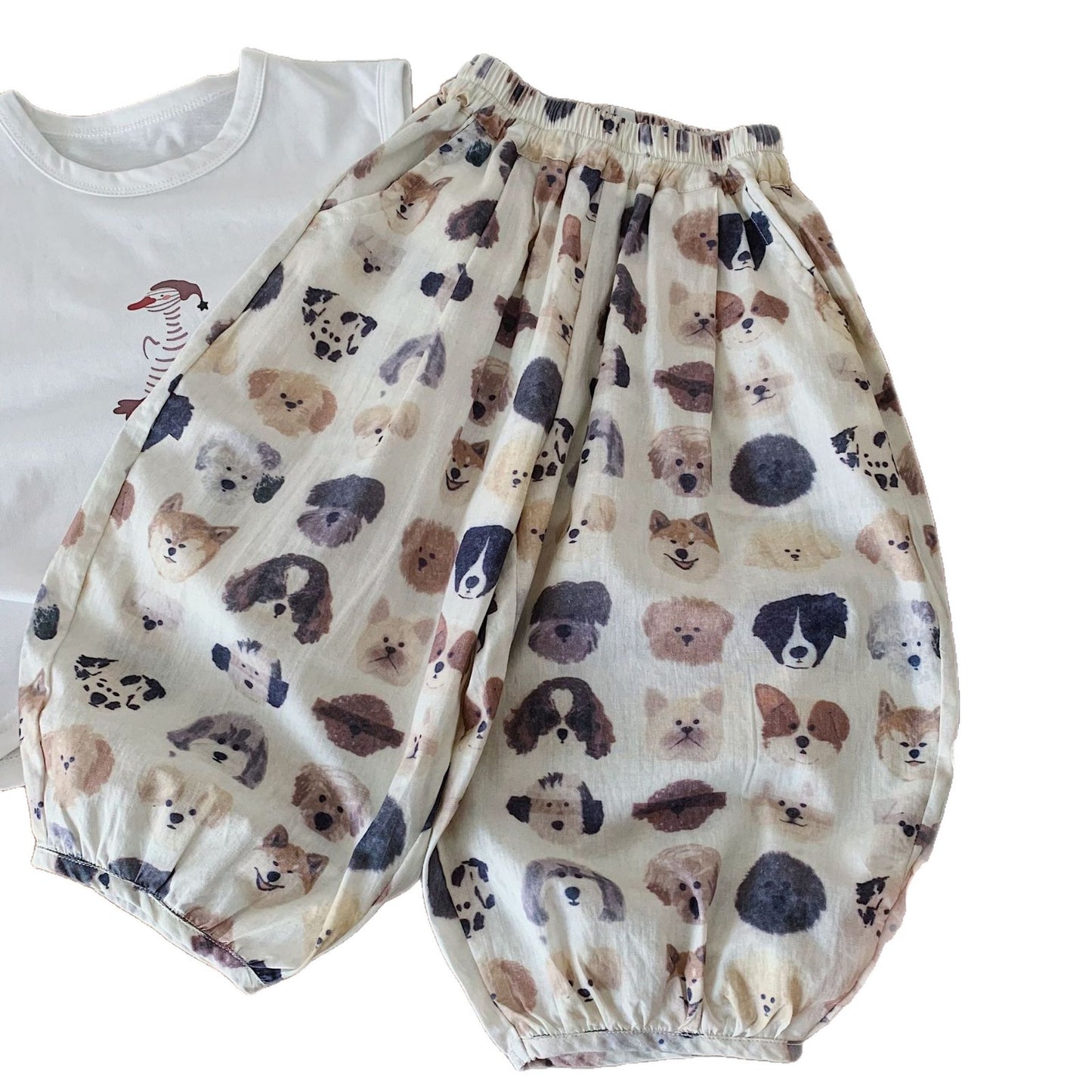 Children's Boy's Full Printed Puppy Thin Trousers Children's Pants