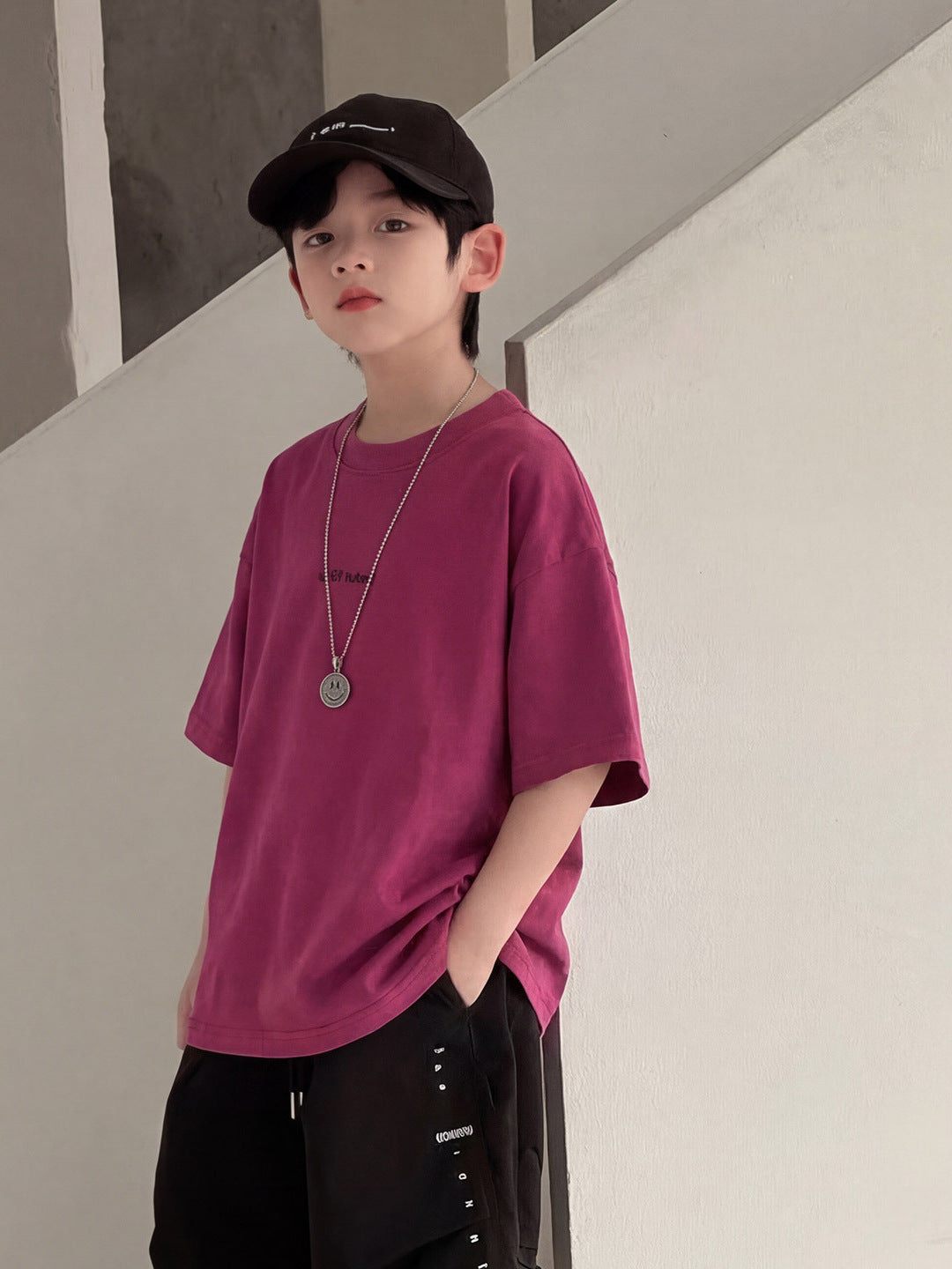 Children's Short-sleeved Summer Loose Top Boys Middle Big Half Sleeve Children's T-shirt