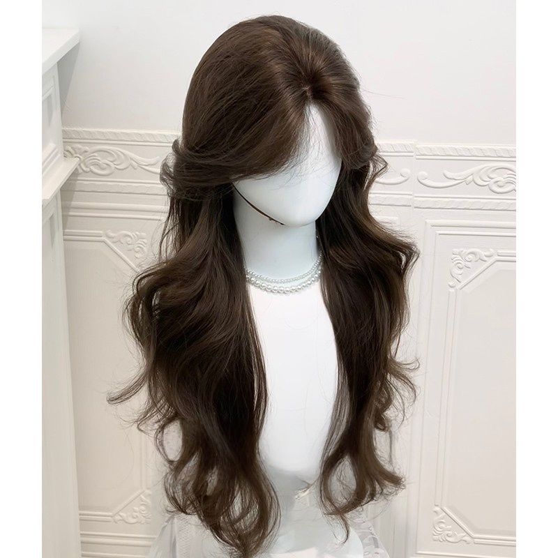 Women's Cold Brown Lace Mid-length Curly Hair Graceful Fashionable Wig Long Curls