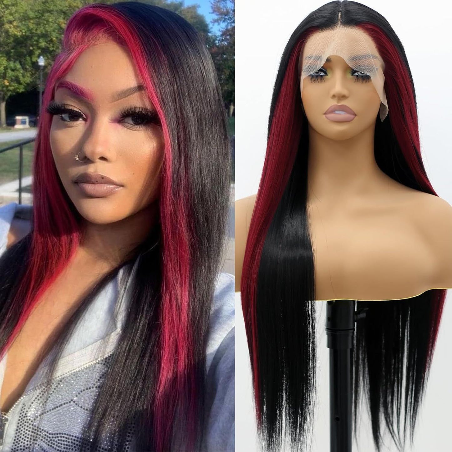 Style Front Lace Hair Chemical Fiber White Side Long Straight Wig
