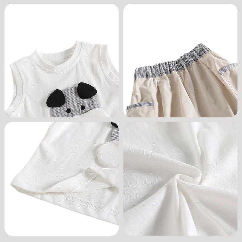 Children's Summer Sleeveless Trendy Fashion Clothes Boy Handsome Children's Suit