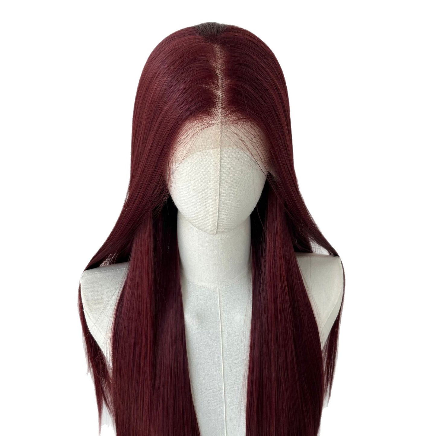 Red Universal Head Cover Hair Embryo Long Straight Wig