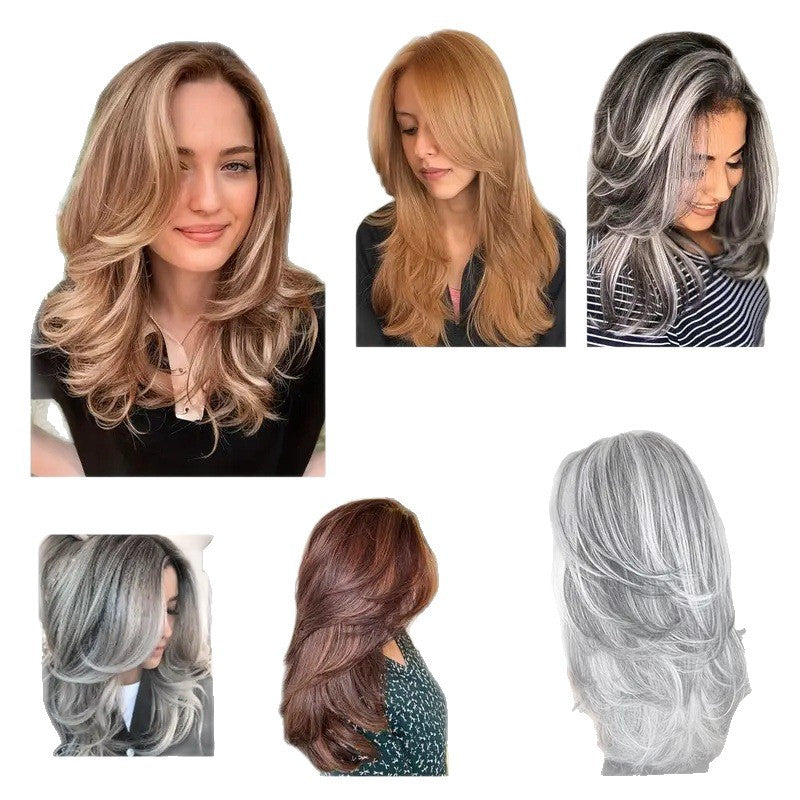 Women's Gray Mid-length Curly Hair Fashion Synthetic Wigs Wig Long Curls