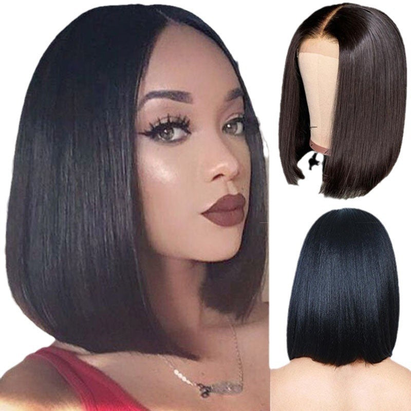 Black Red Pink Bangs Anime Nightclub Wig Short Straight Hair