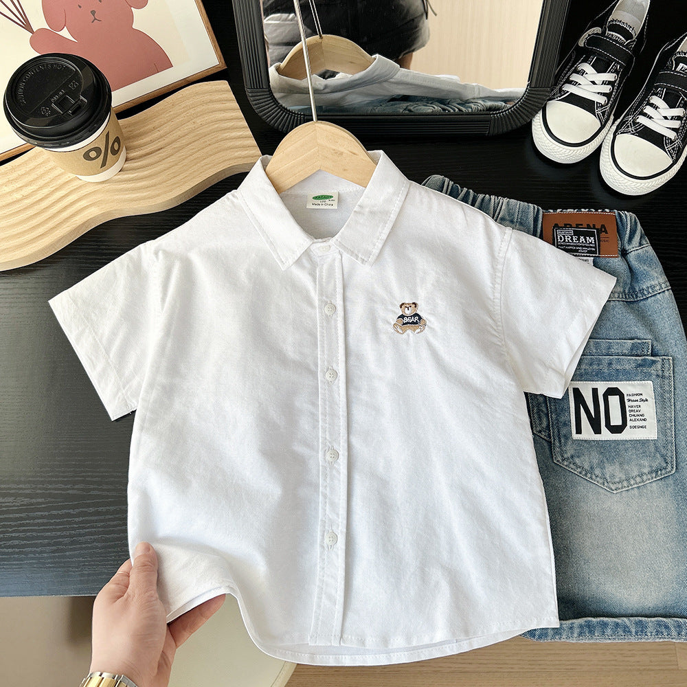 Charming Children's Striped Summer Cartoon Short-sleeved Children's Shirt